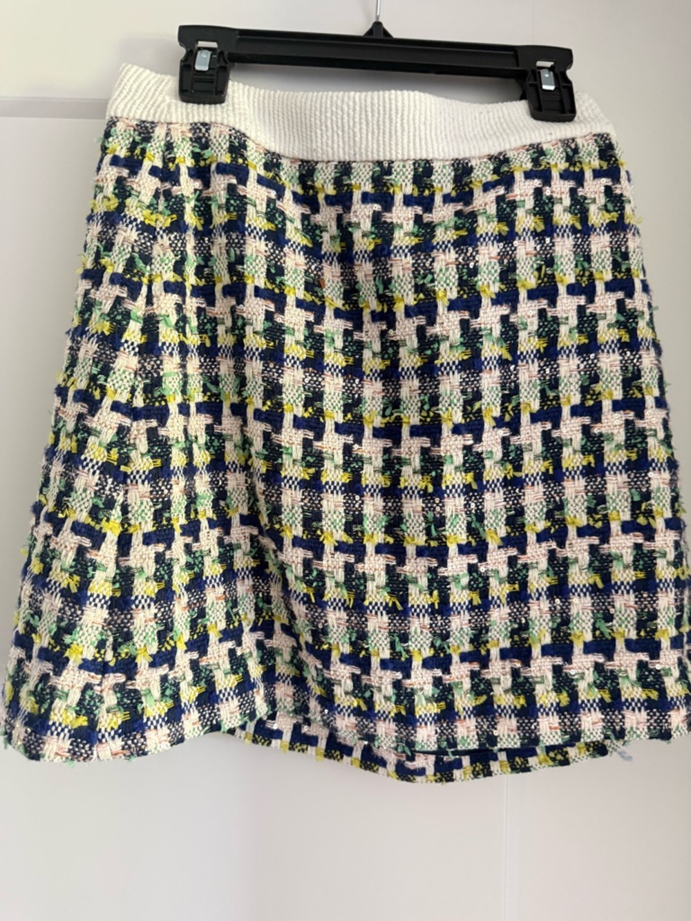 BRAND NEW kate spade Textured Tweed A-Line Skirt in Navy, White & Lime MSRP $228